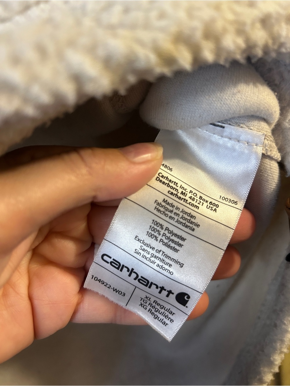 Carhartt Women XL Sherpa Fleece Pullover Cream Brown 104922 Relaxed Fit - Picture 10 of 12